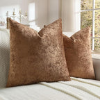 FUTEI Dark Brown Flannel Throw Pillow Covers 26x26 Inch Set of 2,Soft Dimensional Textured Euro Pillow Shams,Modern Home Decor for Couch Living Room
