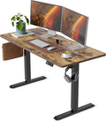 CubiCubi 55 x 24 Inches Electric Standing Desk, Height Adjustable Sit to Stand Desk, Home Office Table with Splice Board, Rustic Brown