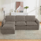 110'' Boneless Modular Cloud Couch for Living Room, Comfy Cloud Modular Sectional Couch with Ottoman, Convertible L Shaped Couches for Apartment, Dorm, No Assembly Required, Camel Corduroy