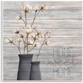 Stupell Industries Grey Sweet Home Cotton Flowers in Vase Wall Plaque, 12 x 12, Multi-Color