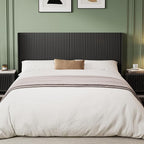 64.6" Wide Wooden Queen Headboard Only, Wingback Boho Headboards, Simple Setup, Modern Farmhouse Headboards with Vertical Grain Design, Wood Headboard Queen Size, Ink Black