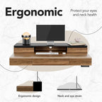 HUANUO Electric Standing Desk with Drawers, 48 Inches Height Adjustable Stand Up Desk with Monitor Shelf, Whole-Piece Board Computer Workstation with 4 Memory Height Settings, Black Walnut
