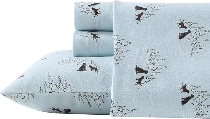 Eddie Bauer - King Sheets, Cotton Flannel Bedding Set, Brushed For Extra Softness, Cozy Home Decor (Dog Friends, King)