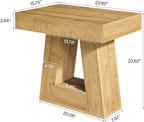 Tribesigns 24" Modern Side Table, 2-Tier Narrow Wooden End Table with Trapezoid Base, Farmhouse Small Nightstand for Living Room, Bedroom (2, Natural Wood Color)
