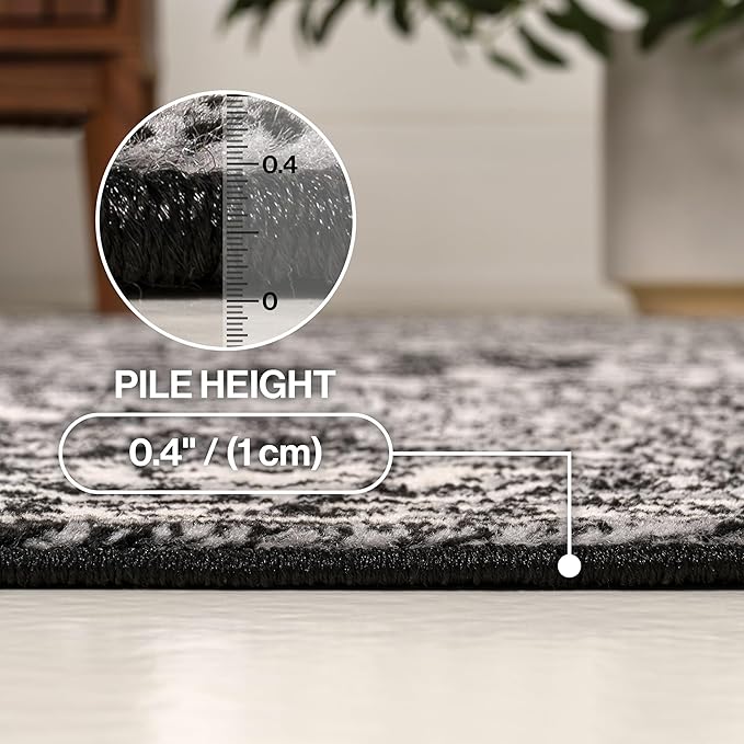 JONATHAN Y Vintage Medallion Indoor Runner Rug Black 2X8, Modern Boho for Living Room, Bedroom, Kitchen, Office, Easy-Cleaning, High Traffic, Pet-Friendly, Non-Shedding MDP100D-28