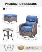 HUMMUH Wicker Patio Furniture Set 6inch Thick Cushion Deep Seat Outdoor Swivel Rocker Patio Chairs Set of 2 with Ottomans Conversation Set for Porch Garden Deck
