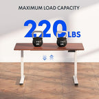 FLEXISPOT E6 3 Stages Dual Motor Electric Standing Desk 48x30 Inch Whole-Piece Board Height Adjustable Electric Sit Stand Desk(White Frame + Mahogany Desktop, 2 Packages)