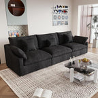 JACH Sectional Couches for Living Room, 3 Seater Cloud Sectional Couch with Deep Seat, Down Filled Modular Sofa, Covers Removeable & Washable, Sofas Furniture for Living Room, Black