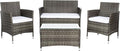 SAFAVIEH Outdoor Collection Bandele Grey Brown/White Cushion 4-Piece Conversation Patio Set PAT7506C