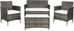 SAFAVIEH Outdoor Collection Bandele Grey Brown/White Cushion 4-Piece Conversation Patio Set PAT7506C