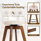 Swivel Premium Solid Wood Counter Stool 25", Set of 2, 360° Rotating Upholstered Cushion, Backless Bar Chair for Island, Pub, Kitchen, Dining Room (Walnut)