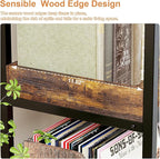 KOUSEI Bookshelf 5-Tier, L-Shaped Reversible Corner Bookshelf, 65" Industrial Wide Open Bookcase with Metal Frame and 4 Hooks for Living Room, Bedroom, Home Office, Rustic Brown