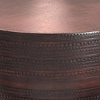 SIMPLIHOME Johnsen 30-inch Wide Metal Drum Coffee Table in Oil Rubbed Bronze, Boho-Style Cocktail Table for Living Room or Family Room, Assembled