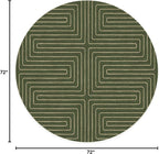 RUGGABLE x Jonathan Adler Machine Washable Area Rug – Labyrinth Fern Green 6 ft Round, Stain-Resistant, Non-Slip – Medium Rugs for Living Room, Bedroom, Hallway, Entryway & Office–with Standard Pad