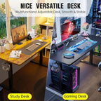 Veken 55 Inch Large Electric Standing Desk, Heights Adjustable, Sit to Stand Up, Work Home Office Computer Table for Study, Walking Pad, Writing, and Games, Wooden Desktop Desks, Brown