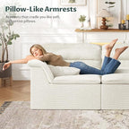 88" Sofa with Deep Seats Oversize, 3 Seater Cloud Couches, Upholstered Corduroy Couch for Living Room Bedroom, No Assembly Required, Beige