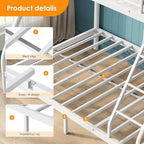 soges Twin Over Full Bunk Bed, Heavy Duty Sturdy Bunk Beds with Ladder & Guardrail, Space-Saving Metal Bed Frame for Teens Adults, White