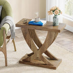 Tribesigns End Table for Living Room with Cross Fishtail Support Set of 2, Side Table and Farmhouse Accent Furniture for Small Spaces (2)