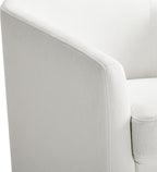Swivel Barrel Accent Chair, Round Chenille Fabric Living Room Arm Chairs, Modern Upholstered Comfty Reading Nook Chairs for Bedroom, Small Club Armchair, Single Sofa Side Chair, White