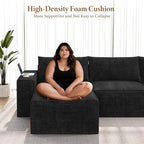 Vesgantti 143.7" Oversized Boneless Sectional Couch, Modern 6 Seater Modular Sofa with Ottoman & Deep Seat, Convertible Chenille Cloud Couches for Living Room, No Assembly Required, Black