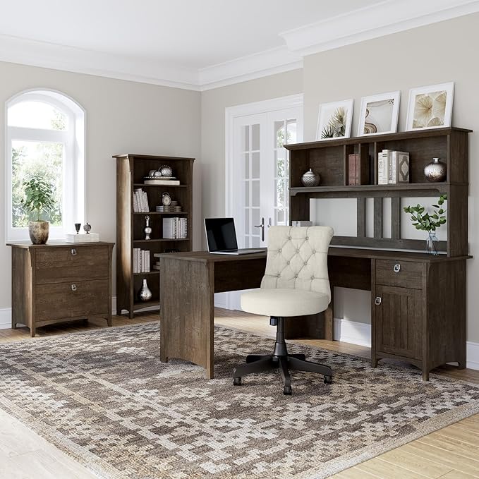 Bush Furniture Salinas 2 Drawer Lateral File Cabinet in Ash Brown, Home Office Storage Solution, Organizer with Drawers for Workspace, Filing Unit