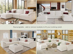 EASE MOOSE Modular Sectional Couch,Chenille Large L Shape Sectional Sofa Modern Luxury Deep seat Modular Sofa Removable and Washable,White
