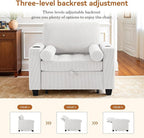 Convertible Sleeper Chair Bed, Comfy Corduroy Single Futon Sofa Chair with Pull Out Bed, 3-Levels Adjustable Backrest Accent Chair with Side Pockets, Cup Holder & USB Ports for Living Room, Bedroom