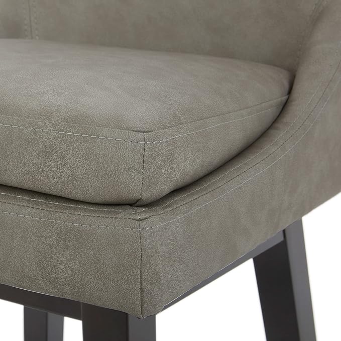 CHITA Counter Height Swivel Barstool with Back Set of 2, FSC Certified Upholstered Faux Leather Swivel Bar Stool, 26.8" H Seat Height, PU Leather in Stone Gray