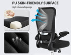 TRALT Ergonomic Office Chair - Desk Chair with Wave High Back Adjustable Lumbar Support Computer Chair - Gaming Chairs Mesh Backrest and PU Leather Seat for Home Reading Chairs to Adults(Black)