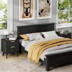 LYNSOM Fluted Dresser and Nightstand Sets 2 Piece, 2-Drawer Nightstands and 7-Drawers Dresser, Wood Bedroom Furniture Set for Home, Bedroom, Hallway, Black