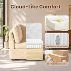 32.7'' Corner Seat for Modular Sectional Sofa, Deep Seat Upholstered Convertible Sleeper Sofas, L/U/V Shaped Plush Corduroy Cloud Couch for Living Room Apartment, Beige