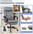 Big and Tall Reclining Executive Leather Office Desk Chair with Footrest and Lumbar Support