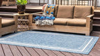 Unique Loom Outdoor Border Collection Area Rug - Soft Border (8' x 11' 4" Rectangle, Blue/ Ivory)
