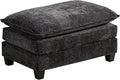 Aoowow Matching Ottomans for Cloud Sofas,Modern Chenille Upholstered Ottoman for Living Room Bedroom,Fluffy Footstool Extention for The Cloud Couches,Soft Comfy Cushioned Footrest (Black, Ottoman)