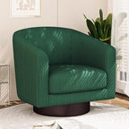 360° Swivel Accent Chairs, Modern Bucket Chair, Corduroy Barrel Armchair, Comfy Boucle Chair, Single Sofa for Living Room Bedroom. Green