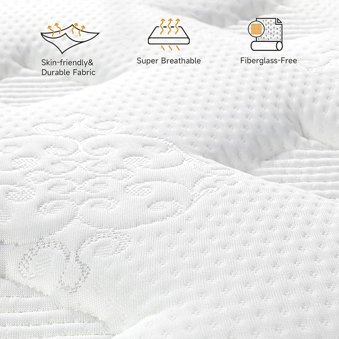 Vesgantti Full Size Mattress, 10 Inch Innerspring Hybrid Double Bed Mattress in a Box with Breathable Foam and Pocket Spring, Ergonomic Design, Medium Firm Feel