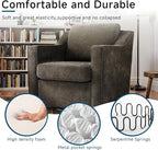 Pia Ricco 2-Pack Plush Oversized Chenille Fabric Swivel Accent Chairs with Removable Covers, Living Room Reception Bundle Set,Night Brown Black