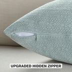 FUTEI Dusty Blue Chenille Throw Pillow Covers 24x24 Inch Set of 2,Soft Striped & Diamond Textured European Cushion Cases,Modern Home Decor for Couch Living Room