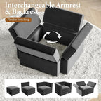 Vesgantti Sectional Sleeper Sofas with Storage, 92" Sofa Bed with 6 Seats Storage Chaises Removeble Cover, Deep Seat Modular Couches Velvet Couch Set for Living Room, Apartment, Home Theatre, Gray