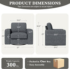 360 Degree Rotation Swivel Accent Sofa Chairs, 36'' Width Oversized Armchairs 1 pcs Linen Living Room-Dark Gray
