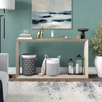 Henn&Hart 55'' Wooden Rectangular Console Table Entryway Table, Sofa Table with Wooden Shelf for Entryway, Living Room, Couch, Hallway, or Office, Alder White