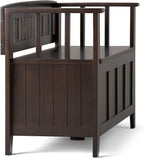 SIMPLIHOME Acadian Entryway Storage Bench - 48 inch Wide Solid Wood Hallway Seat in Brunette Brown, Transitional Bench for Entryway or Living Room with Lift-Up Lid and Spacious Storage