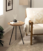 Kate and Laurel Kashvi Modern Hexagon Side Table; 17 x 15 x 20 Natural Wood and Black Decorative Geometric Farmhouse Bedroom Nightstand Table with Tripod Legs and Two Tone Finish