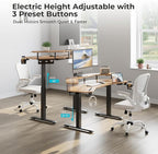 EUREKA ERGONOMIC Standing Gaming Desk with Dual Motor,63" Wing Shaped Computer Desk w Mouse Pad, Electric Adjustable Height Table w LED Monitor Stands,Slot Design,Walnut