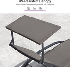 PURPLE LEAF Patio Lounge Chair with Canopy Shade Outdoor Chaise Lounge Chair Set of 2 for Lawn Poolside Backyard Sunbathing Tanning Chairs with Arm Brown