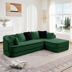 Cloud Sectional Sofa Modern Boneless Couch for Living Room, Comfy Deep Seat Comfy Teddy Fabric Double Sofa Chaise No Assembly Required (Green, 106" L Shape with Right Facing)