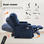 EONIX Dual Motor Lay Flat Power Lift Recliner Chair for Elderly, Electric Recliner Lift Chair for Adults with Cup Holders, 400lbs Heavy Duty Power Lift Sofa with Heat and Massage, Navy Blue