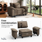 PHI VILLA Oversized Single Sofa with Deep Seat, Armchair for Small Spaces Bedroom Reading Modern, 1 Seater Comfy Reading Accent Chair, Chenille Fabric, Taupe