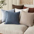 Foindtower Pack of 2, Decorative Linen Soild Throw Pillow Covers Soft Accent Euro Cushion Case Boho Farmhouse Pillowcase for Chair Couch Sofa Bedroom Living Room Home Decor 24 x 24 Inch Sky Blue