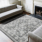 VEVOR 8 x 10 ft Area Rug Large Washable Rug Non-Slip and Tear-Resistant Soft Carpet Pet & Child Friendly Vintage Area Rugs Indoor Mat for Bedroom Living Room Kids Room Entryway Office Gray